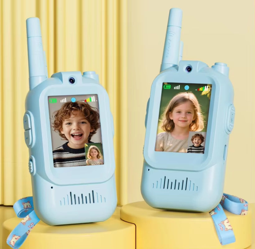 Children'S Video Walkie-Talkie 2-Pack with Display Screen Voice Converter and Real-Time Video Chat Long-Range Gift for Children